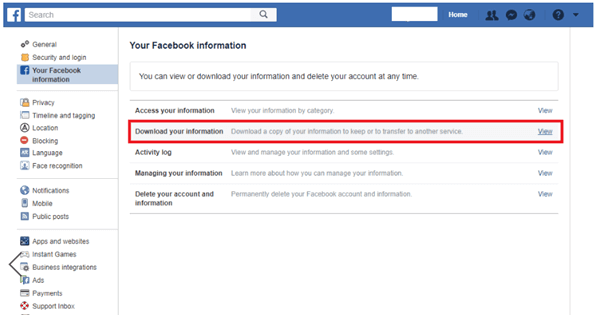 download facebook data