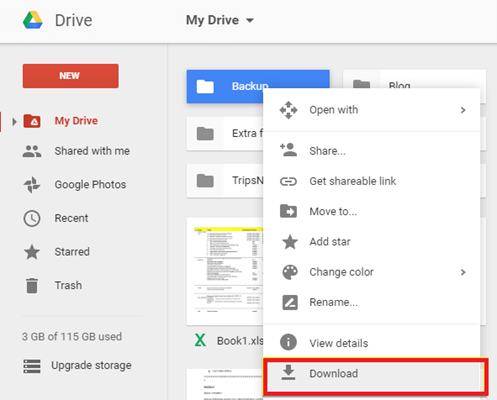 download from Google drive