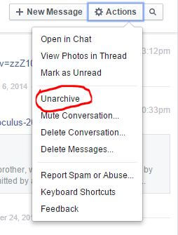 unarchive fb data