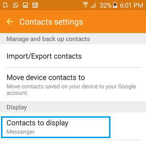 Contacts to display