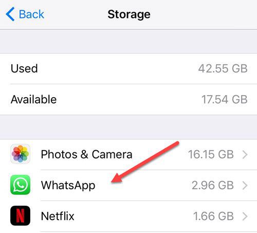 Storage and WhatsApp