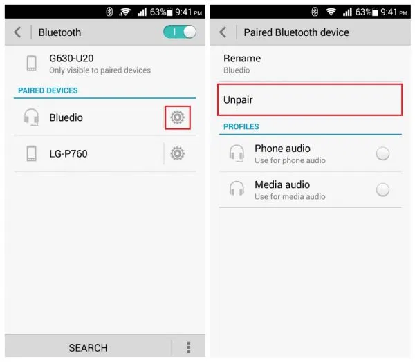 unpair bluetooth