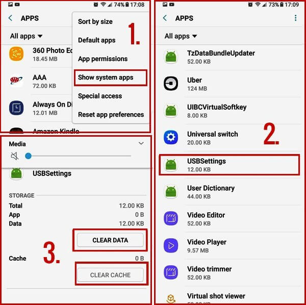 clear cache of usb settings