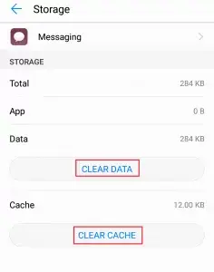 clear cache of messaging app1