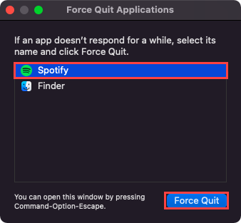 force quit spotify app