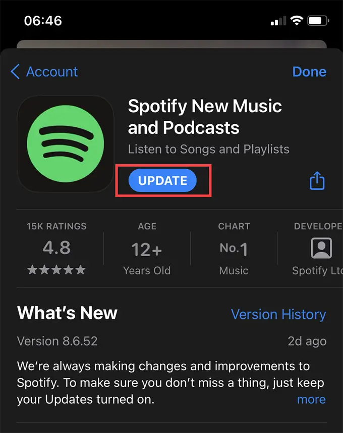 update spotify