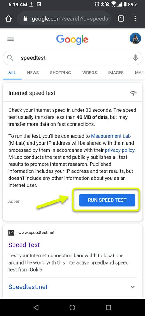 run-speed-test