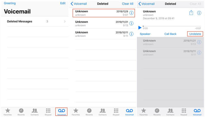 recover voicemail from recently deleted