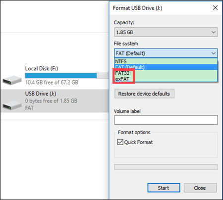 format sd card