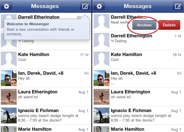 how to archive facebook messages