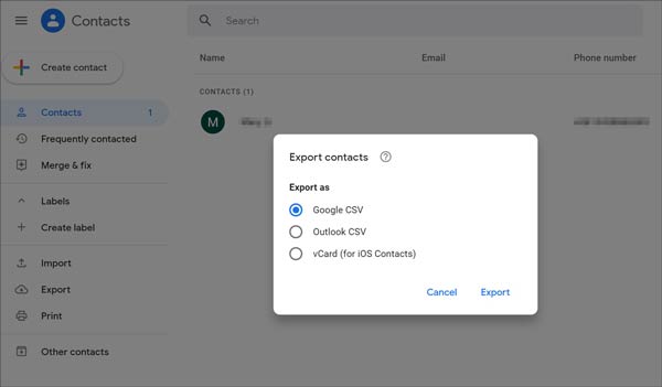 export google contacts