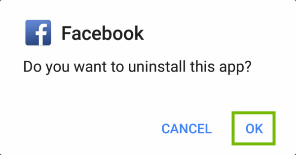 uninstall Facebook app