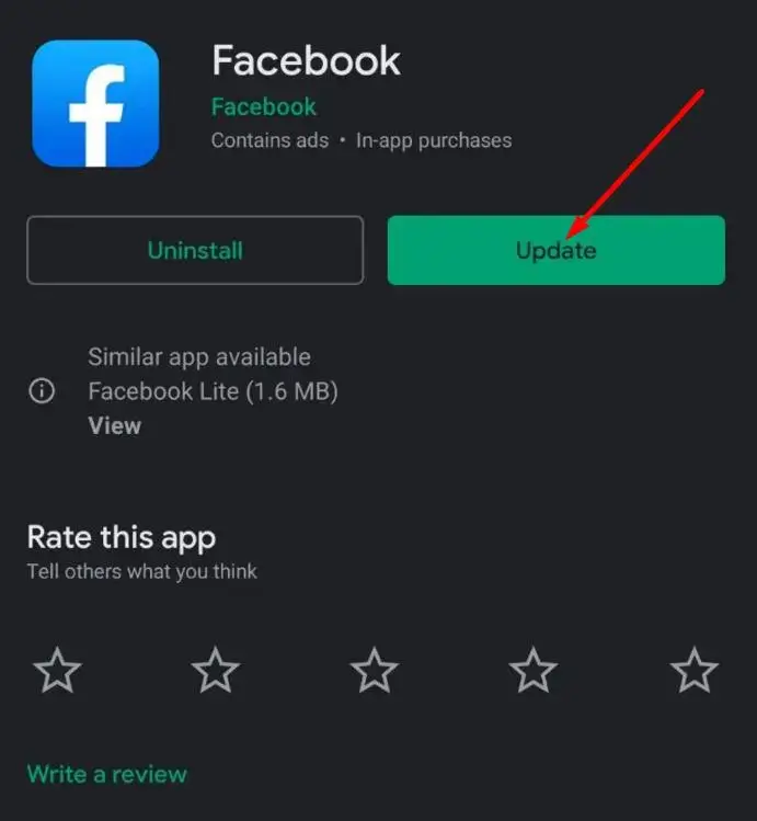 update facebook app