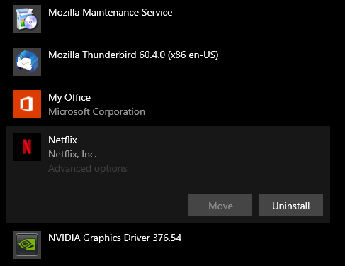 uninstall netflix app