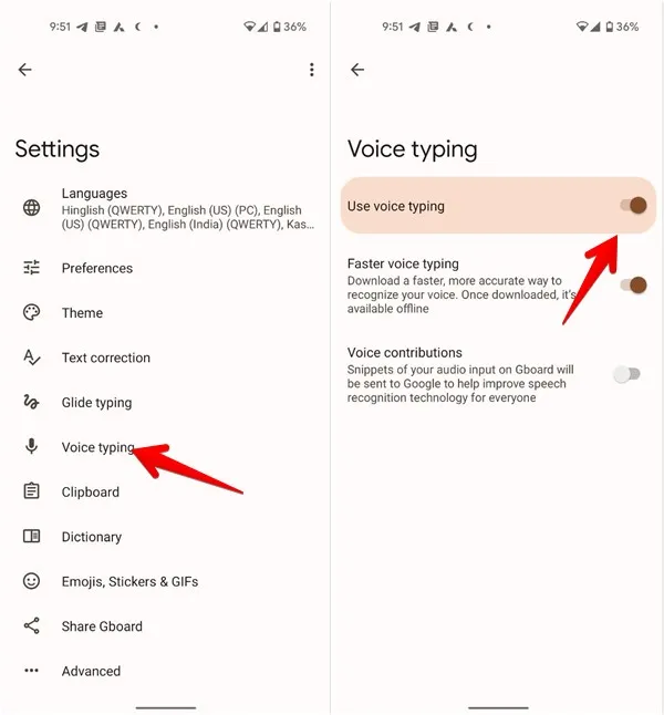 enable voice typing
