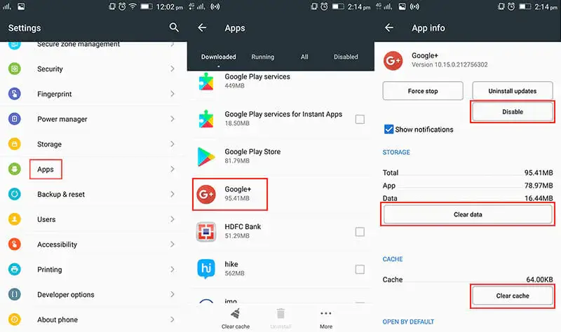 disable Google+ app