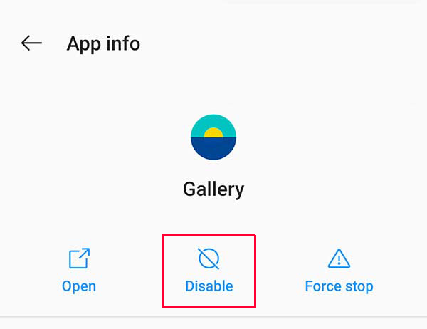 disable gallery app