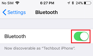 turn on bluetooth iphone