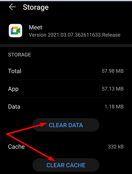 Clear Google Meet Cache