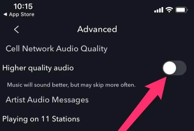 Turning Off High-Quality Audio