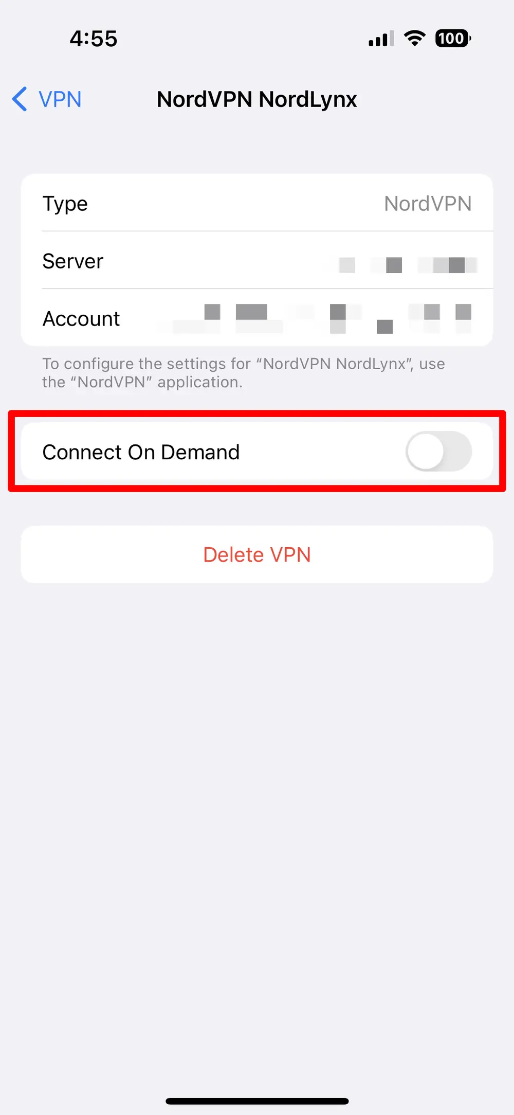 Disable VPN