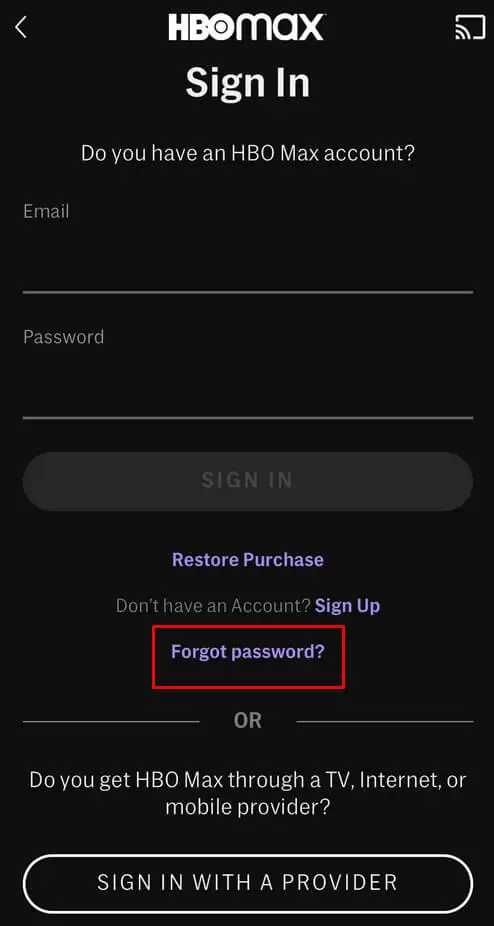 reset password hbo max